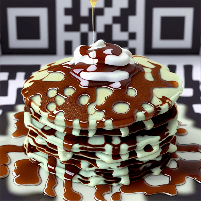 QR code styled as colorful French macaroon dessert